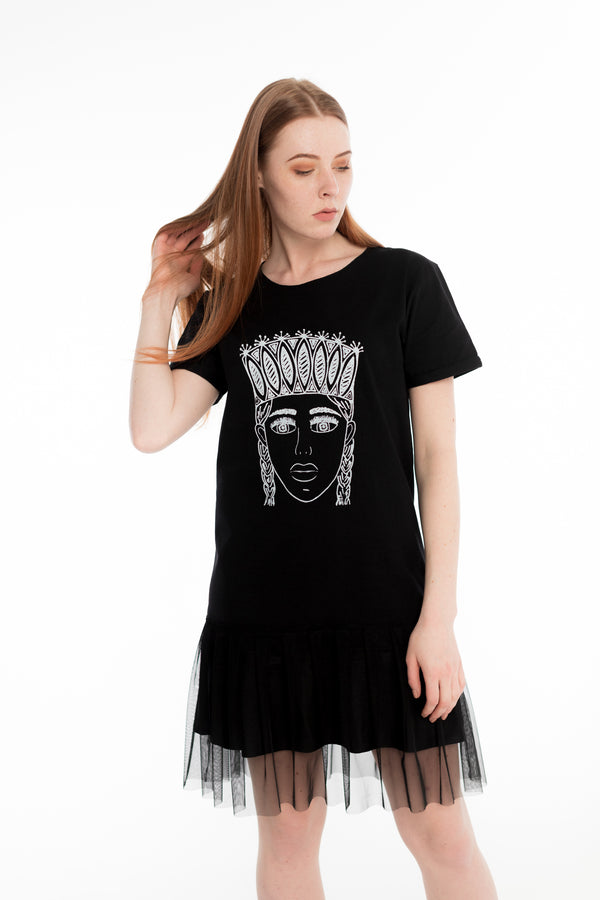 THE GIRL WITH THE CROWN DRESS BLACK