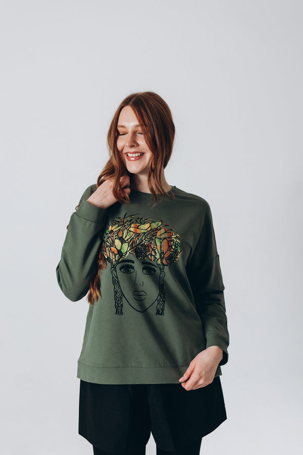 SWEATSHIRT THE GIRL WITH THE FLORAL CROWN