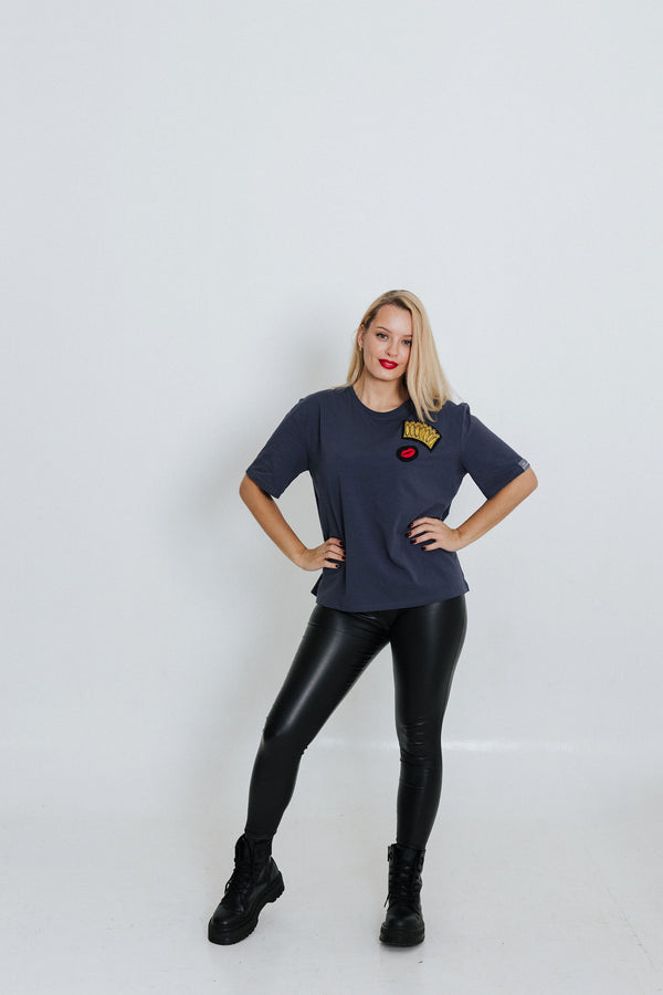 CROWN AND RED LIPS embroidered T-shirt