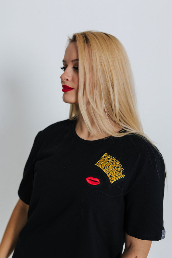 CROWN AND RED LIPS embroidered T-shirt