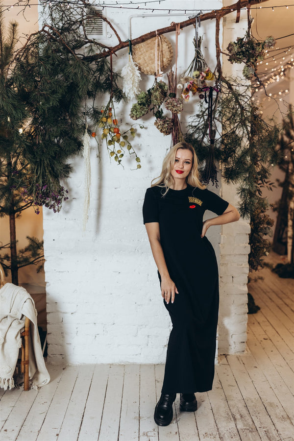 CROWN AND RED LIPS long dress