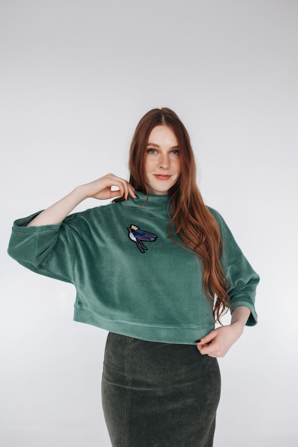 Velur Sweatshirt Little Swallow Crop