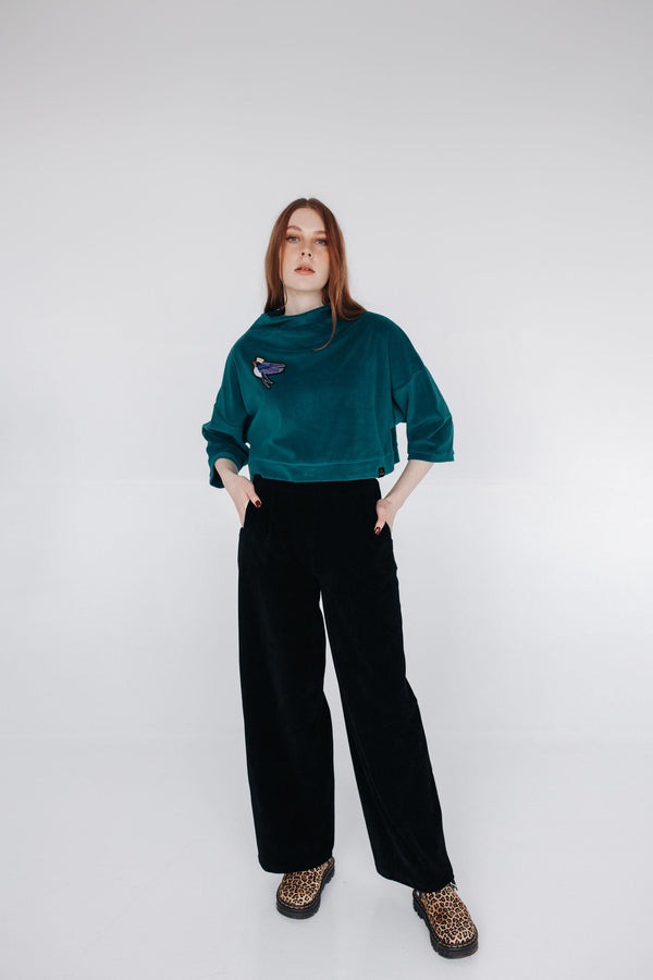 Velur Sweatshirt Little Swallow Crop