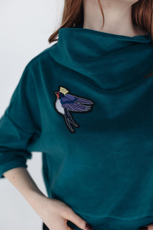 Velur Sweatshirt Little Swallow Crop