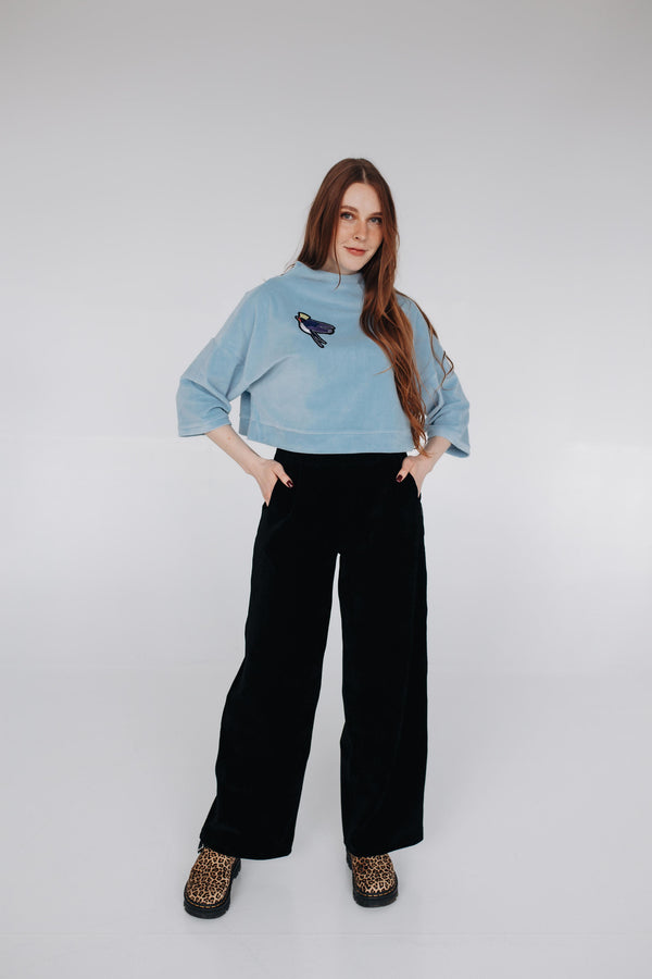 Velur Sweatshirt Little Swallow Crop