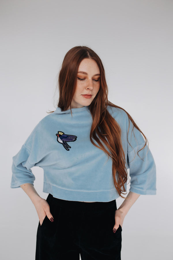 Velur Sweatshirt Little Swallow Crop