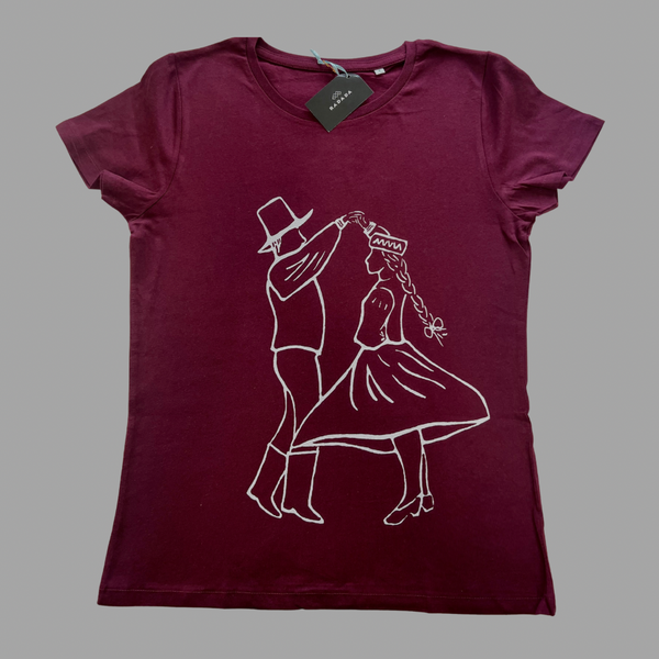 DANCING. Bordo womens t-shirt