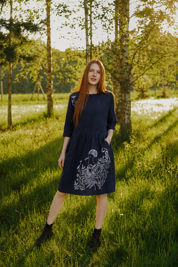 Lina kleita Putns 3/4 piedurknes