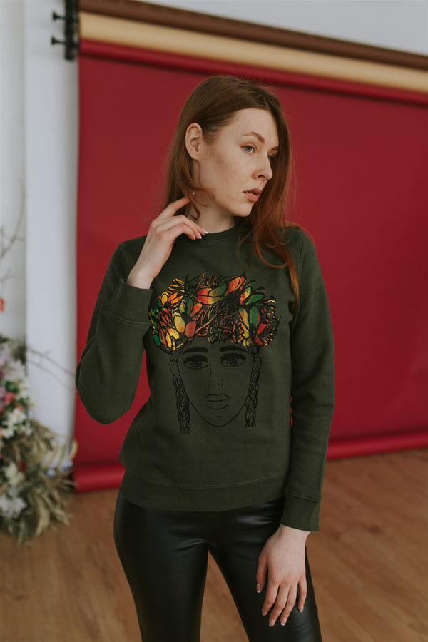 THE GIRL WITH THE FLORAL CROWN SWEATSHIRT AUTUMN