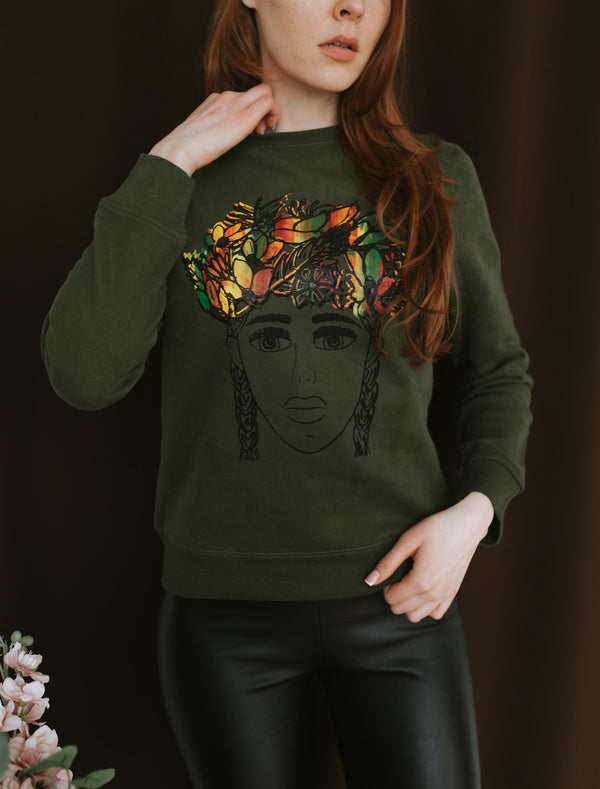 THE GIRL WITH THE FLORAL CROWN SWEATSHIRT AUTUMN