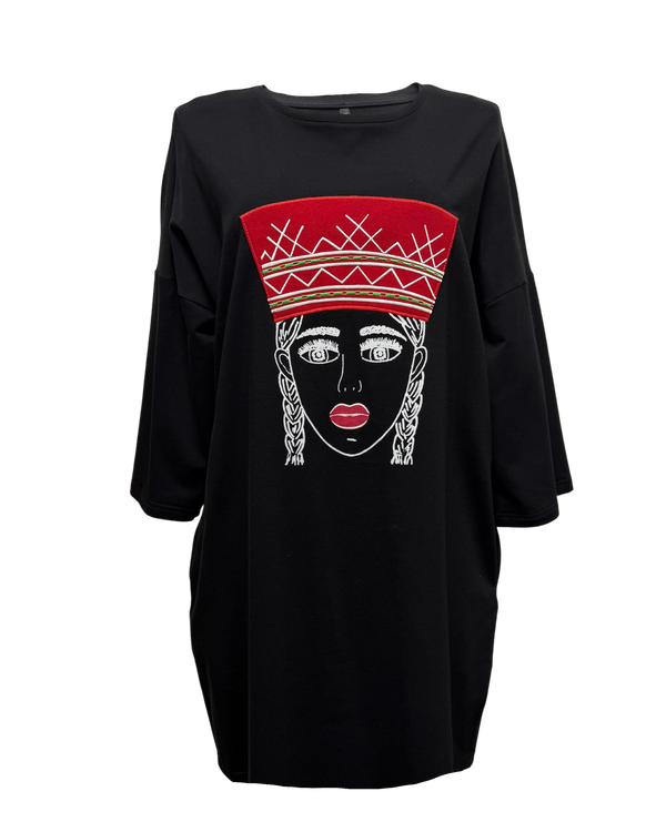 OVERSIZED DRESS EMBROIDERED CROWN LATGALE