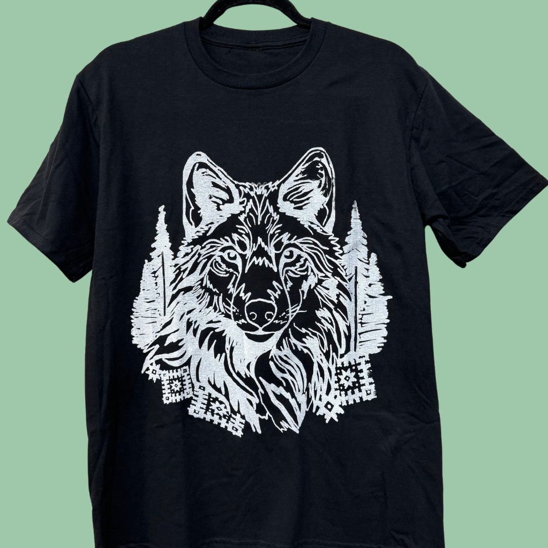 T-shirt with White Wolf Print – RADADA - Main Image