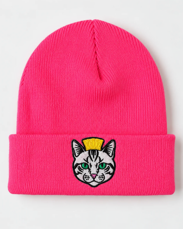 CAT LOVER beanie Neon Pink