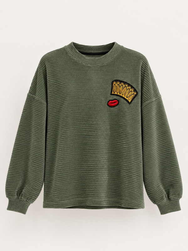 Velvet Sweatshirt Crown & Lips