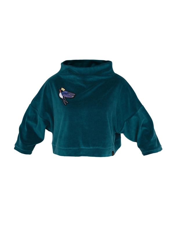 Velur Sweatshirt Little Swallow Crop