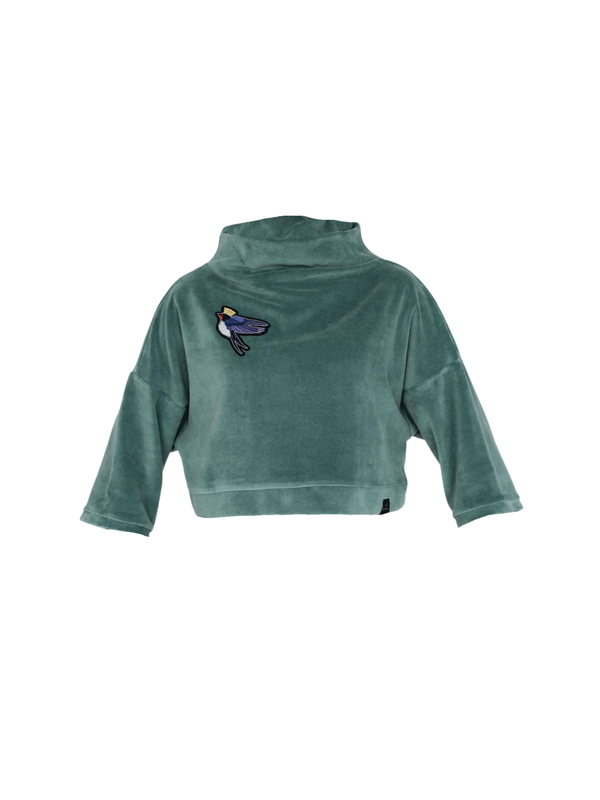 Velur Sweatshirt Little Swallow Crop