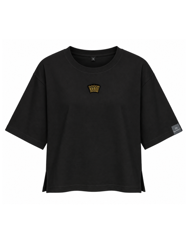Relaxed Top with Embroidered Crown black