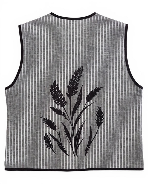Striped Linen Vest with Pockets