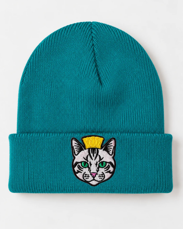CAT LOVER beanie Turquoise Blue
