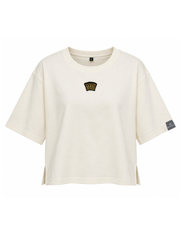 Relaxed Top with Embroidered Crown ecru white