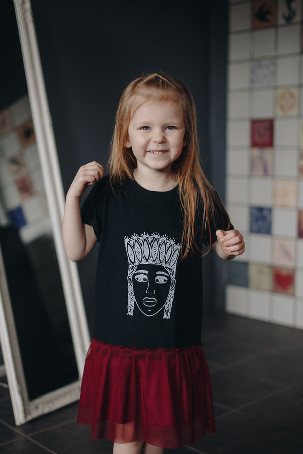 LITTLE GIRL WITH THE CROWN COTTON GIRL'S DRESS