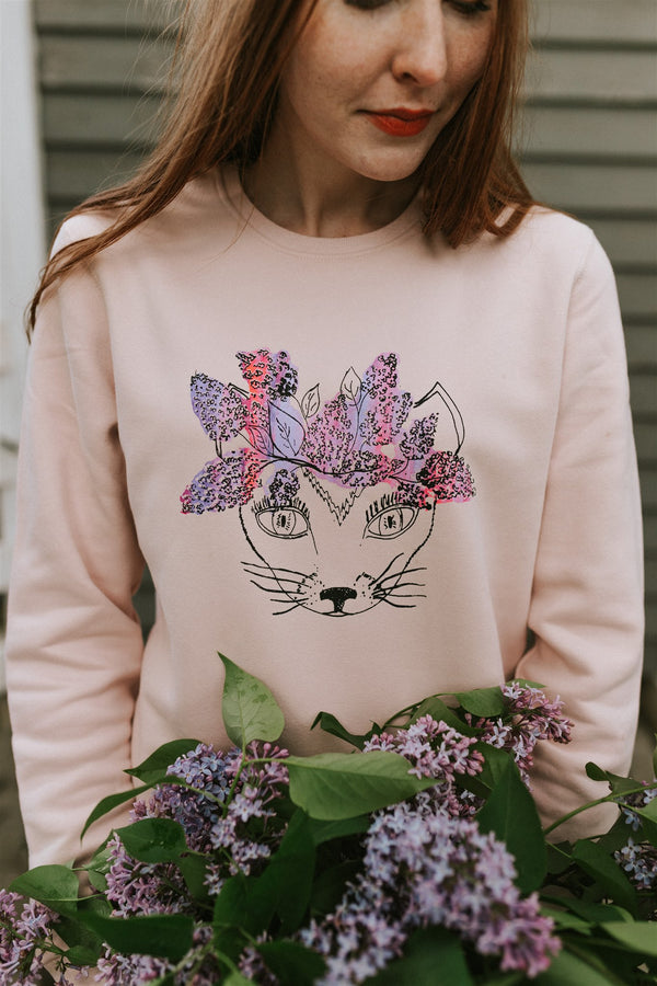 FLOWER CAT WOMEN'S ORGANIC COTTON SWEATSHIRT