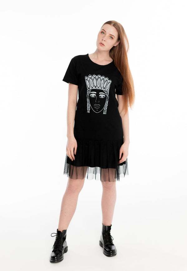THE GIRL WITH THE CROWN DRESS BLACK