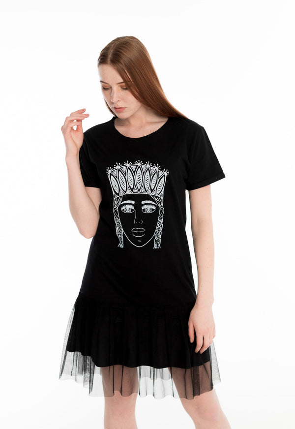 THE GIRL WITH THE CROWN DRESS BLACK