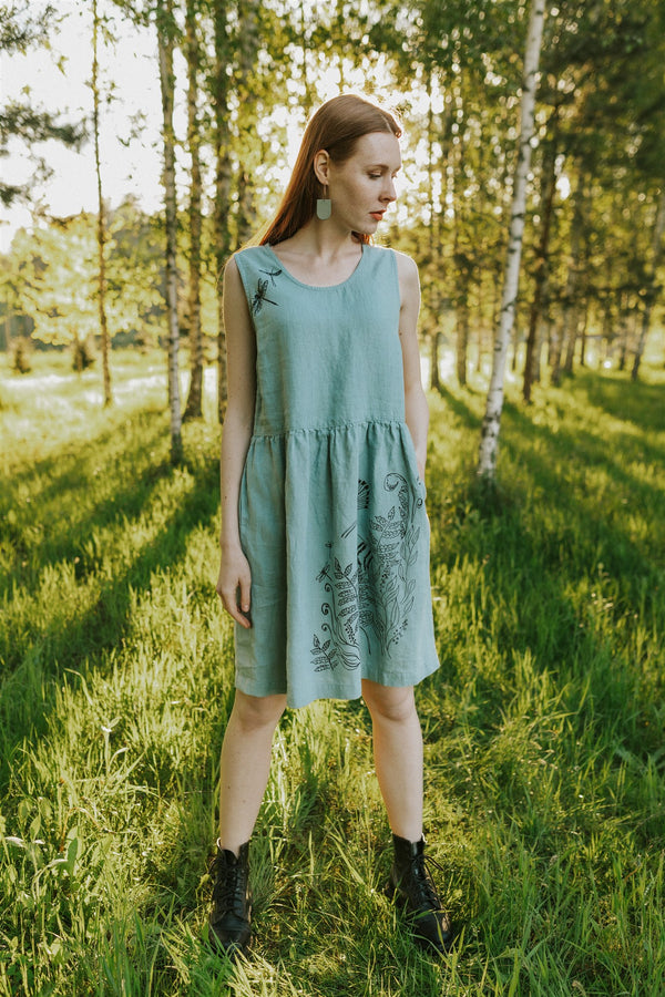 BIRD LINEN DRESS