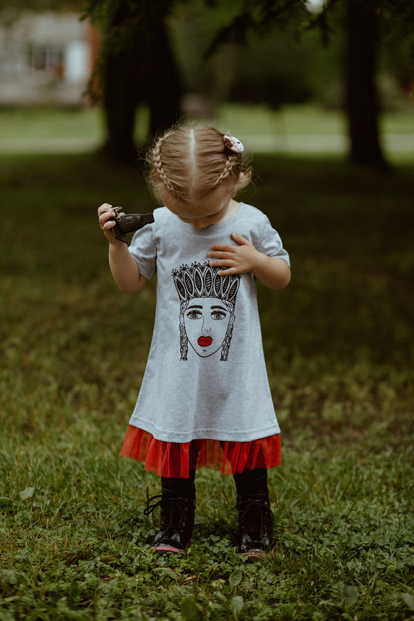 LITTLE GIRL WITH THE CROWN DRESS WITH TULLE EDGE