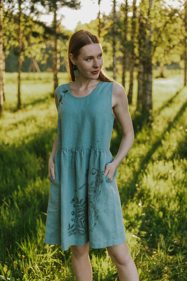 BIRD LINEN DRESS