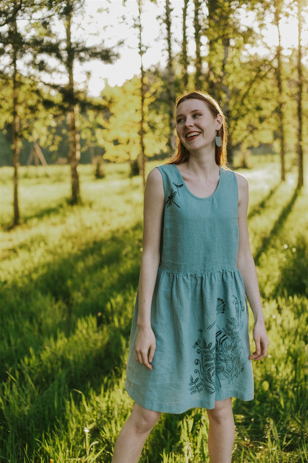 BIRD LINEN DRESS