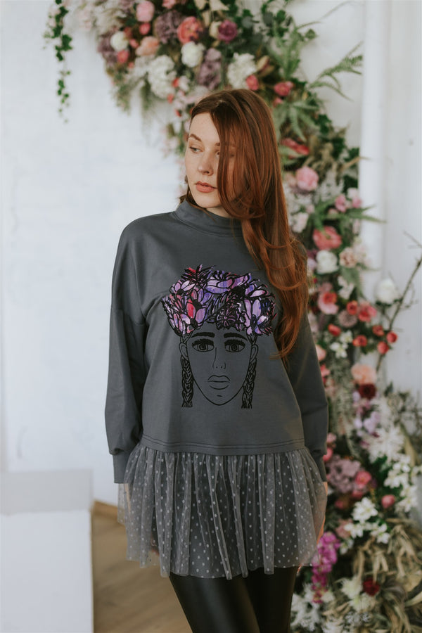 SWEATER WITH TULLE. AURORA