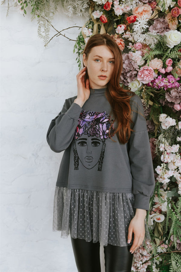 SWEATER WITH TULLE. AURORA