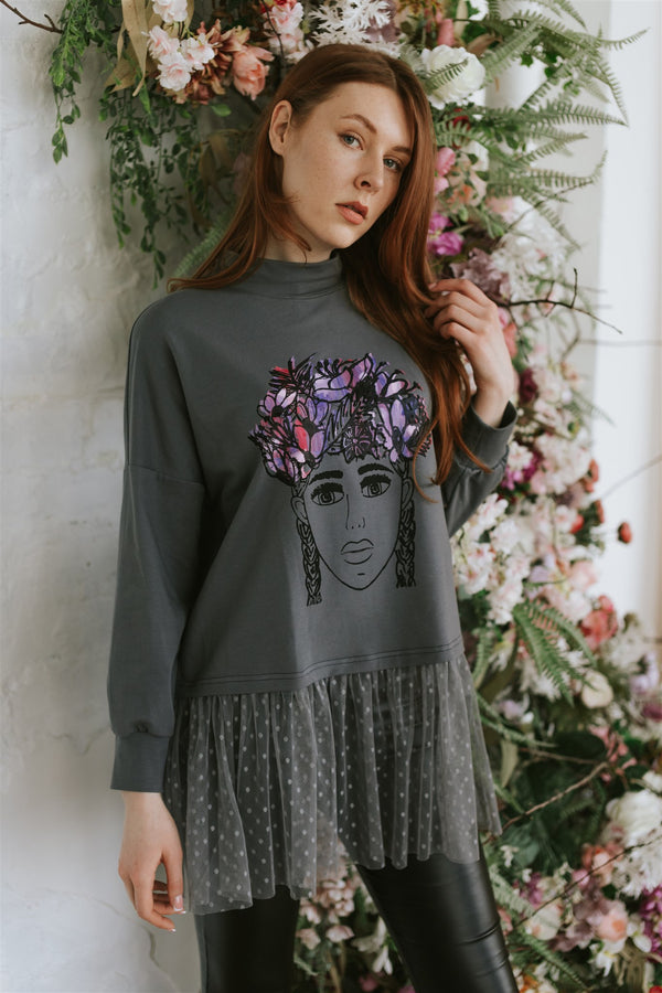 SWEATER WITH TULLE. AURORA
