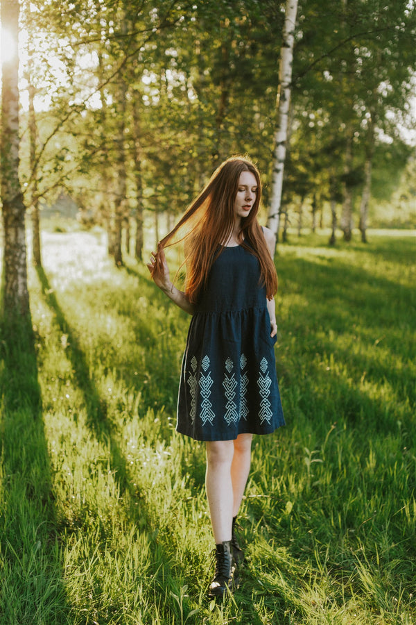 RHOMBUS LINEN DRESS