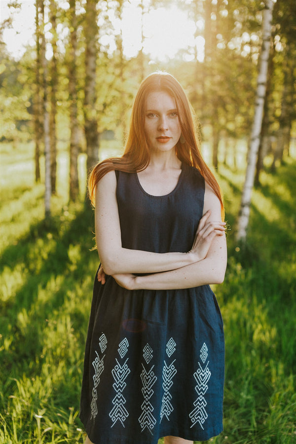 RHOMBUS LINEN DRESS