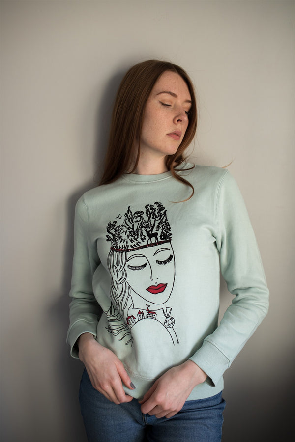 BREATH THE EARTH WOMEN'S ORGANIC COTTON SWEATSHIRT MINT