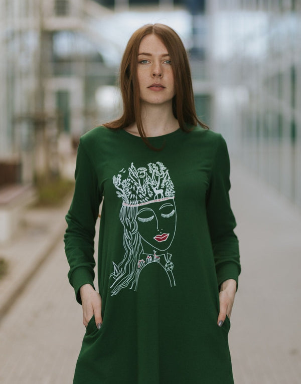 BREATH THE EARTH SWEATSHIRT DRESS